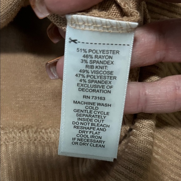 Cupid Camel Brown V-Neck Long Sleeve Womens Tunic Sweater Large - Picture 10 of 10